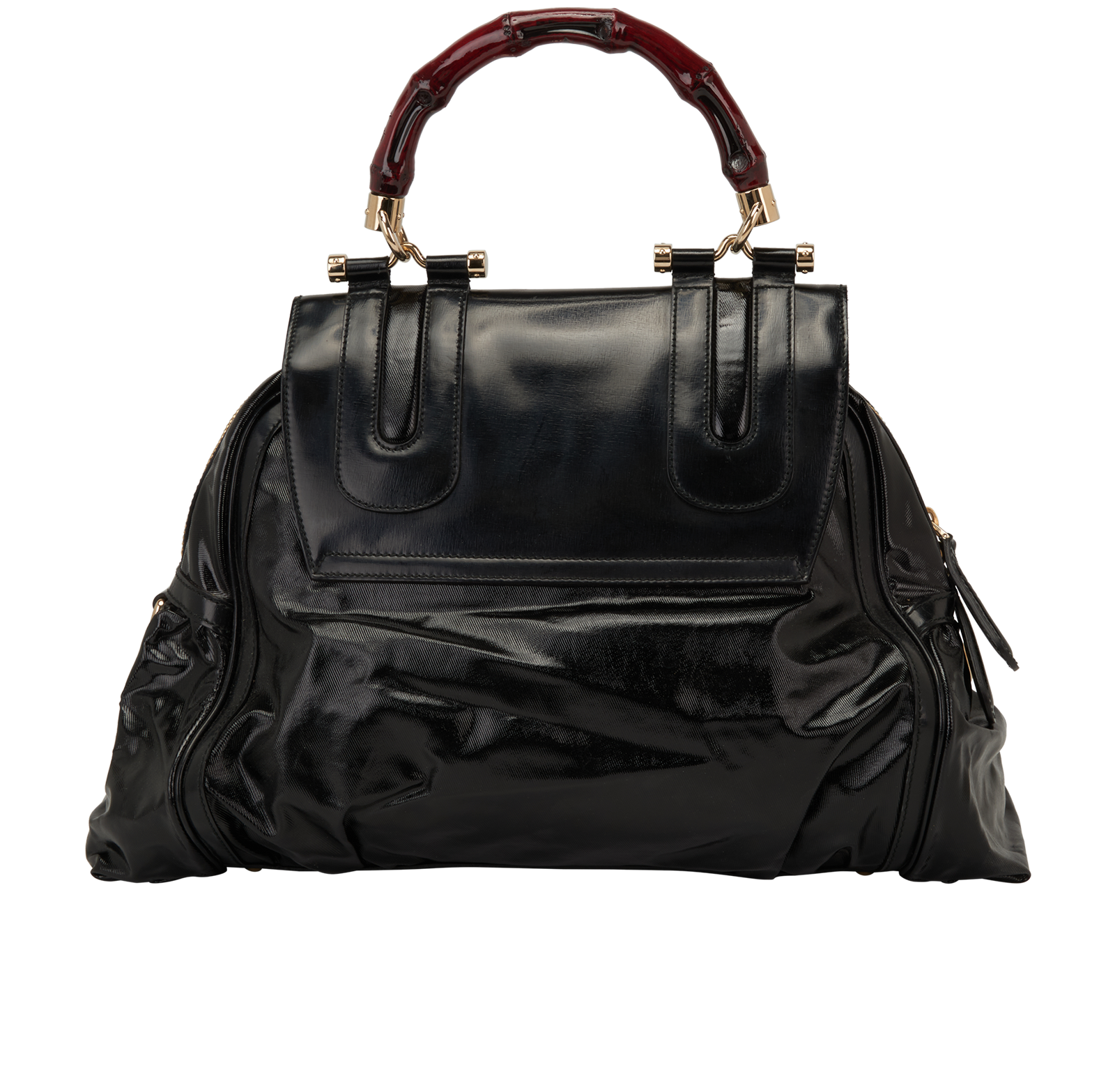 Vintage Bamboo 2Way, &pound;450, Handbags, Black, Patent Leather, Back view